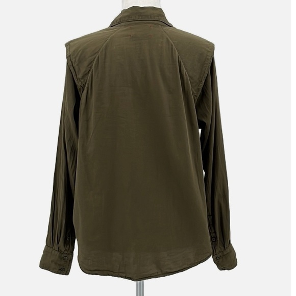 Xirena Edynn Button Front Long Sleeve Cotton Shirt in Agave Green - Size XS - Picture 4 of 7